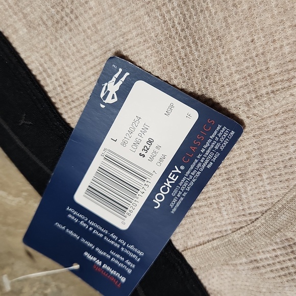 Jockey men's waffle thermal pants.  Large 36-38 in. Tan. NWT - Picture 5 of 6